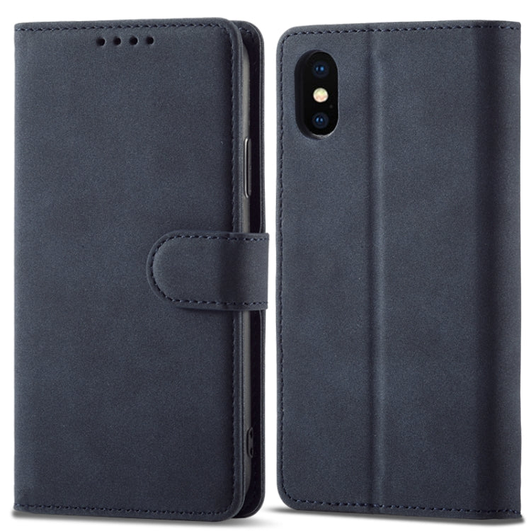 For iPhone XS Max Frosted Anti-theft Brush Horizontal Flip Leather Case with Holder & Card Slots & Wallet