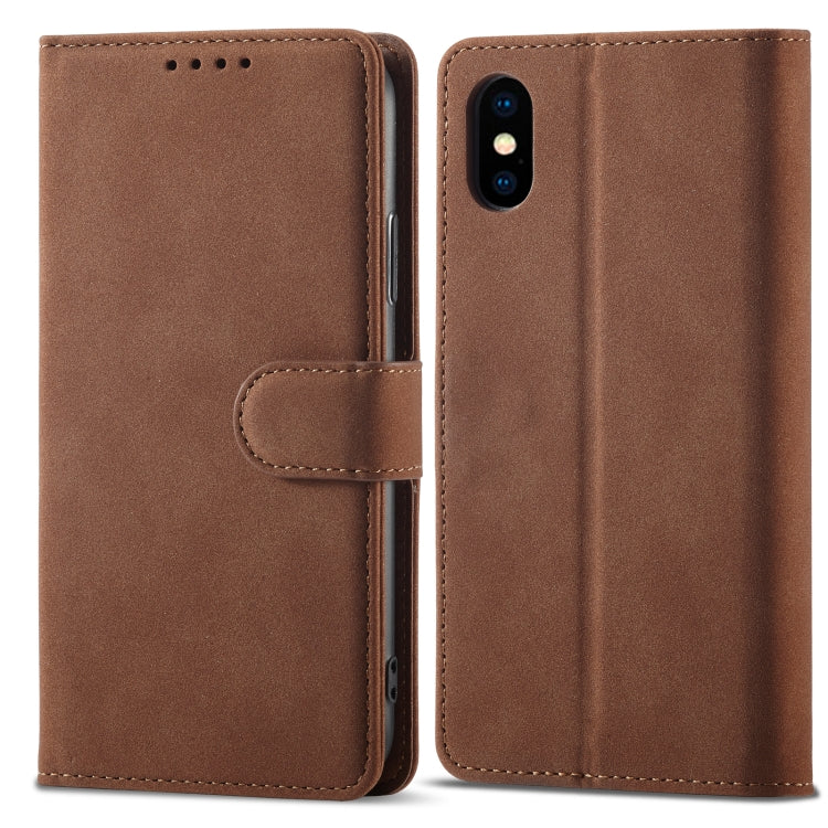 For iPhone X / XS Frosted Anti-theft Brush Horizontal Flip Leather Case with Holder & Card Slots & Wallet