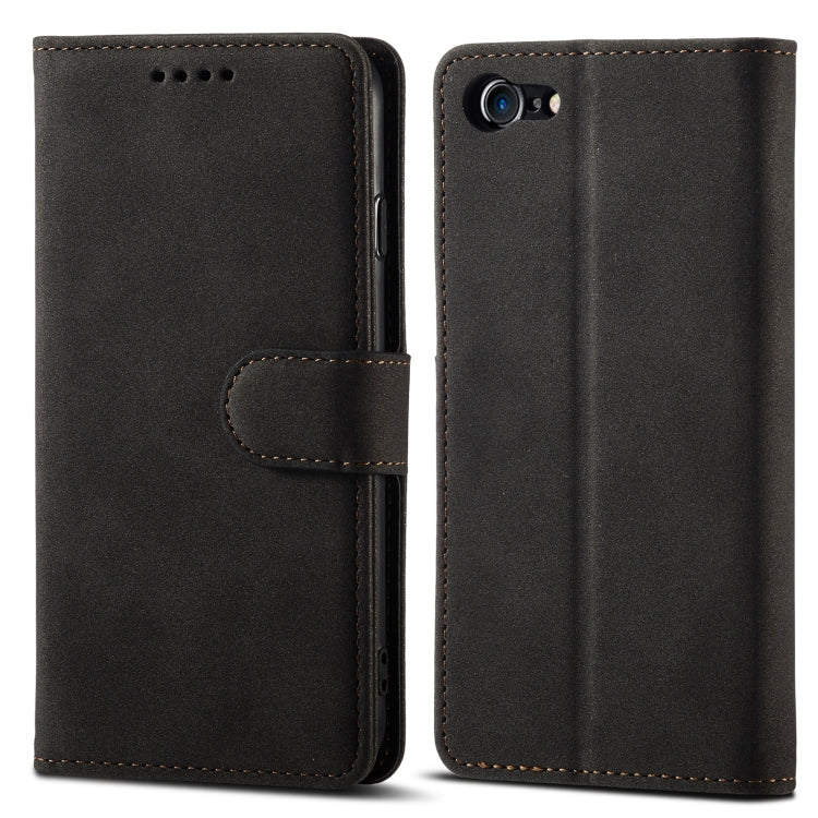 For iPhone SE 2022 / SE 2020 / 8 / 7 Frosted Anti-theft Brush Horizontal Flip Leather Case with Holder & Card Slots & Wallet