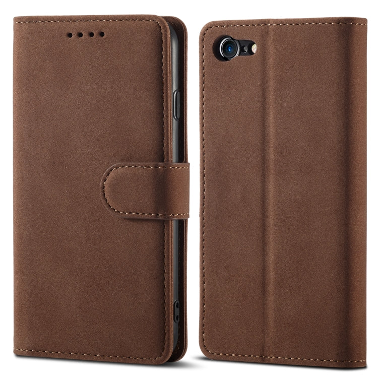 For iPhone SE 2022 / SE 2020 / 8 / 7 Frosted Anti-theft Brush Horizontal Flip Leather Case with Holder & Card Slots & Wallet
