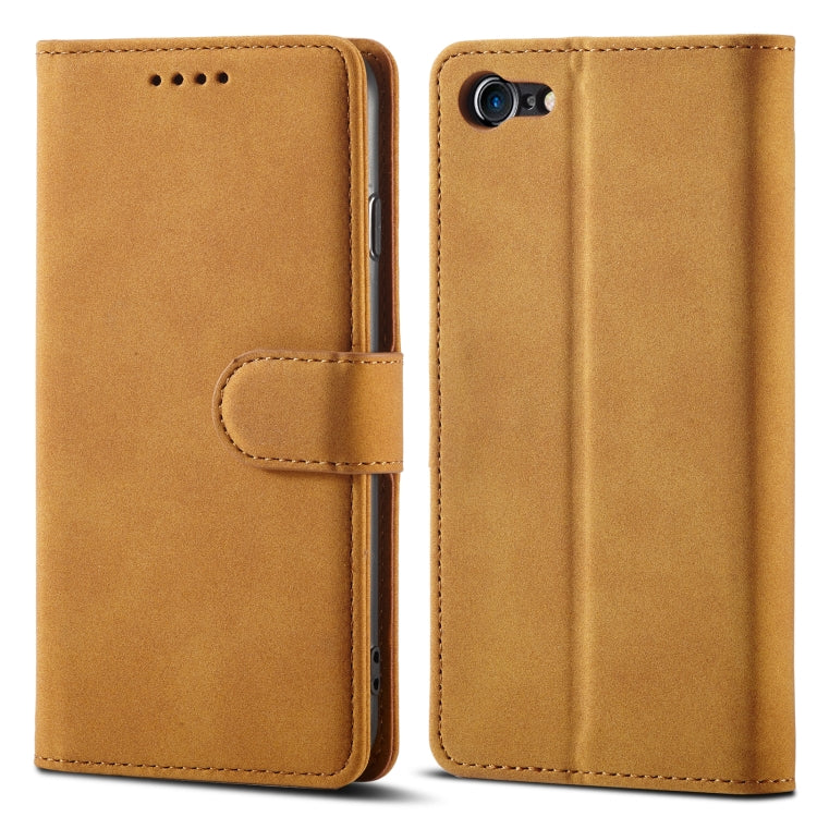 For iPhone SE 2022 / SE 2020 / 8 / 7 Frosted Anti-theft Brush Horizontal Flip Leather Case with Holder & Card Slots & Wallet