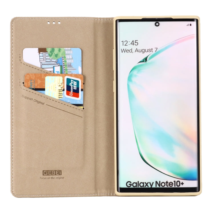For Galaxy Note 10+ GEBEI PU+TPU Horizontal Flip Protective Case with Holder & Card Slots