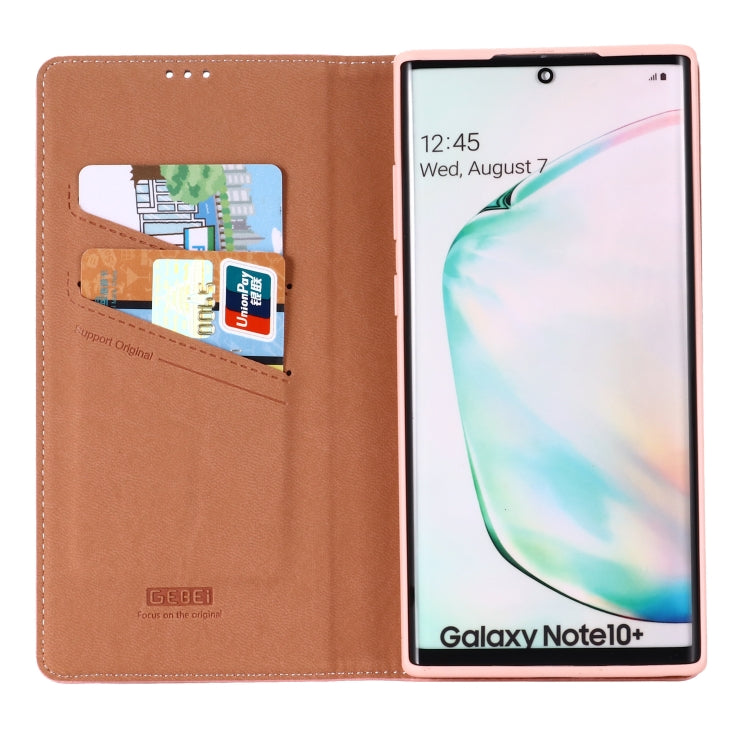 For Galaxy Note 10+ GEBEI PU+TPU Horizontal Flip Protective Case with Holder & Card Slots