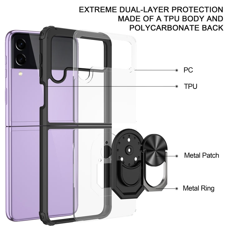 For Samsung Galaxy Z Flip3 5G Shockproof Transparent TPU + Acrylic Protective Case with Ring Holder