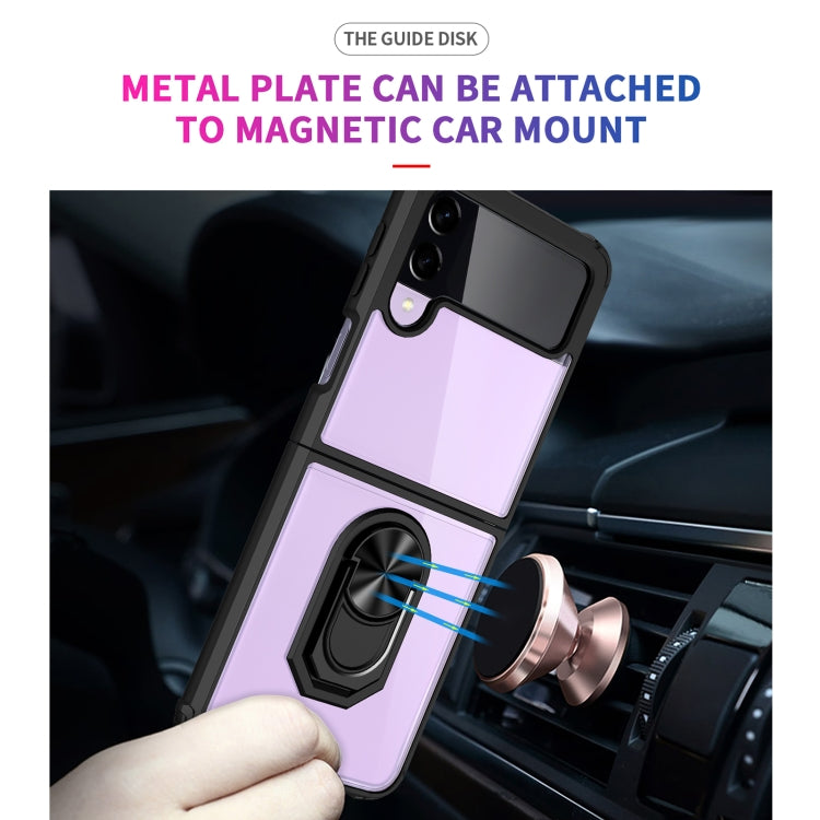 For Samsung Galaxy Z Flip3 5G Shockproof Transparent TPU + Acrylic Protective Case with Ring Holder