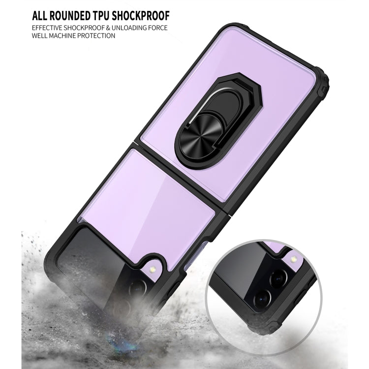 For Samsung Galaxy Z Flip3 5G Shockproof Transparent TPU + Acrylic Protective Case with Ring Holder