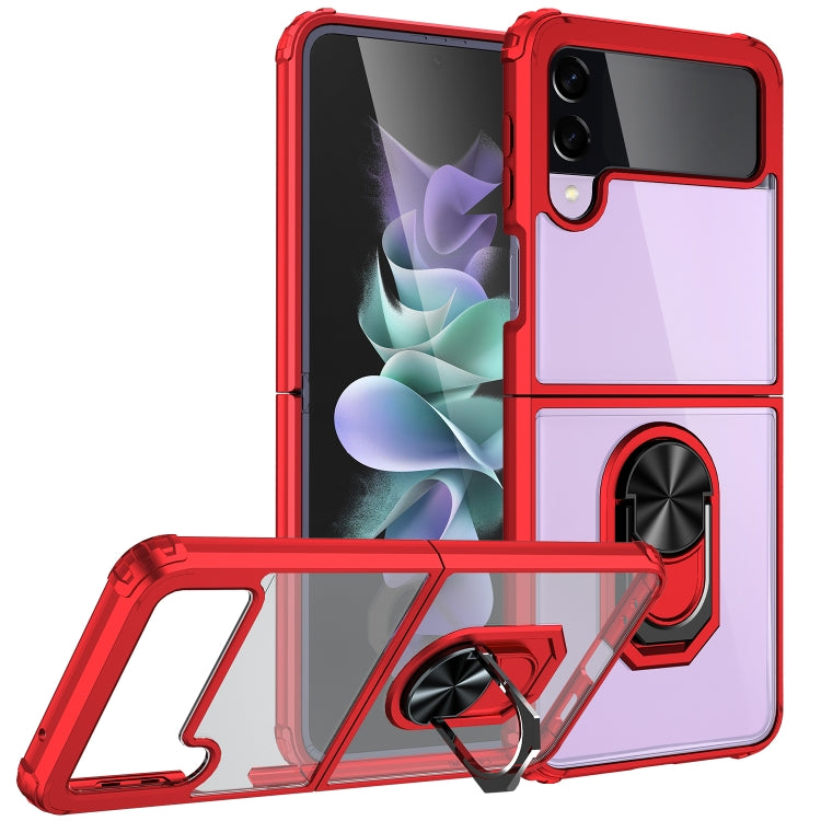 For Samsung Galaxy Z Flip3 5G Shockproof Transparent TPU + Acrylic Protective Case with Ring Holder