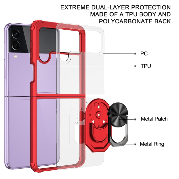 For Samsung Galaxy Z Flip3 5G Shockproof Transparent TPU + Acrylic Protective Case with Ring Holder