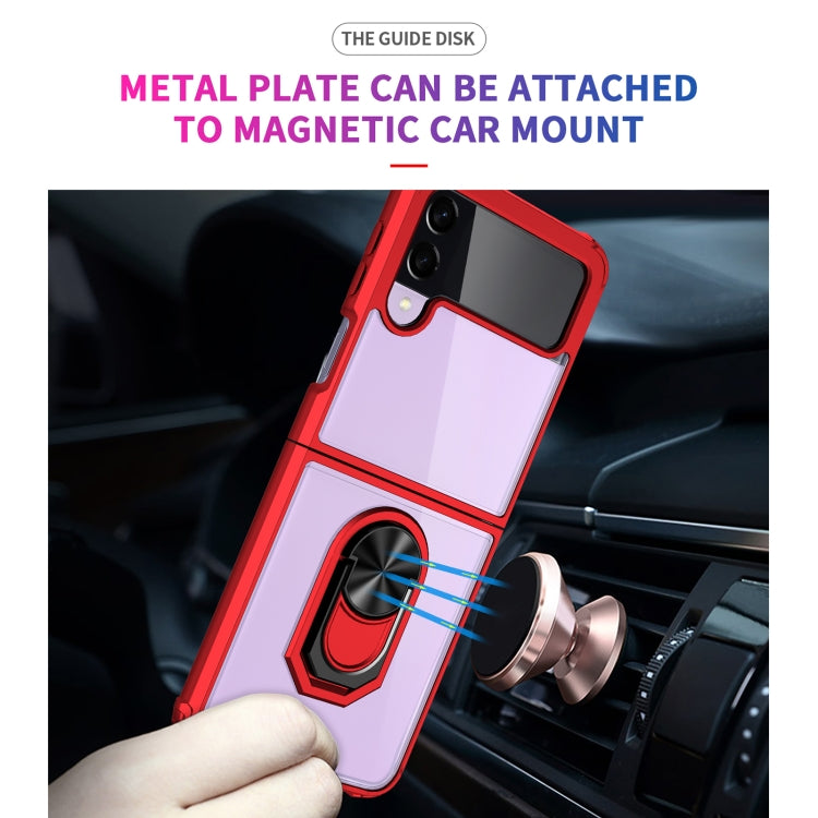 For Samsung Galaxy Z Flip3 5G Shockproof Transparent TPU + Acrylic Protective Case with Ring Holder