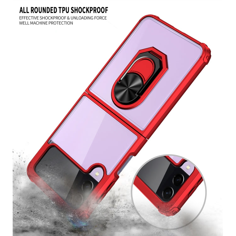 For Samsung Galaxy Z Flip3 5G Shockproof Transparent TPU + Acrylic Protective Case with Ring Holder