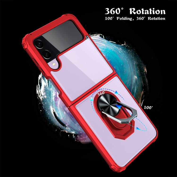 For Samsung Galaxy Z Flip3 5G Shockproof Transparent TPU + Acrylic Protective Case with Ring Holder