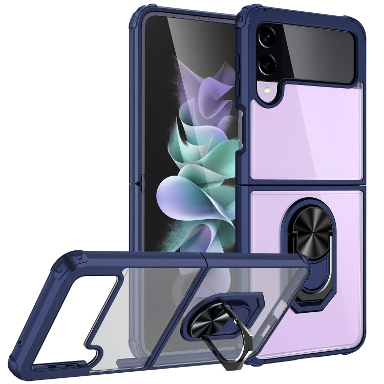 For Samsung Galaxy Z Flip3 5G Shockproof Transparent TPU + Acrylic Protective Case with Ring Holder