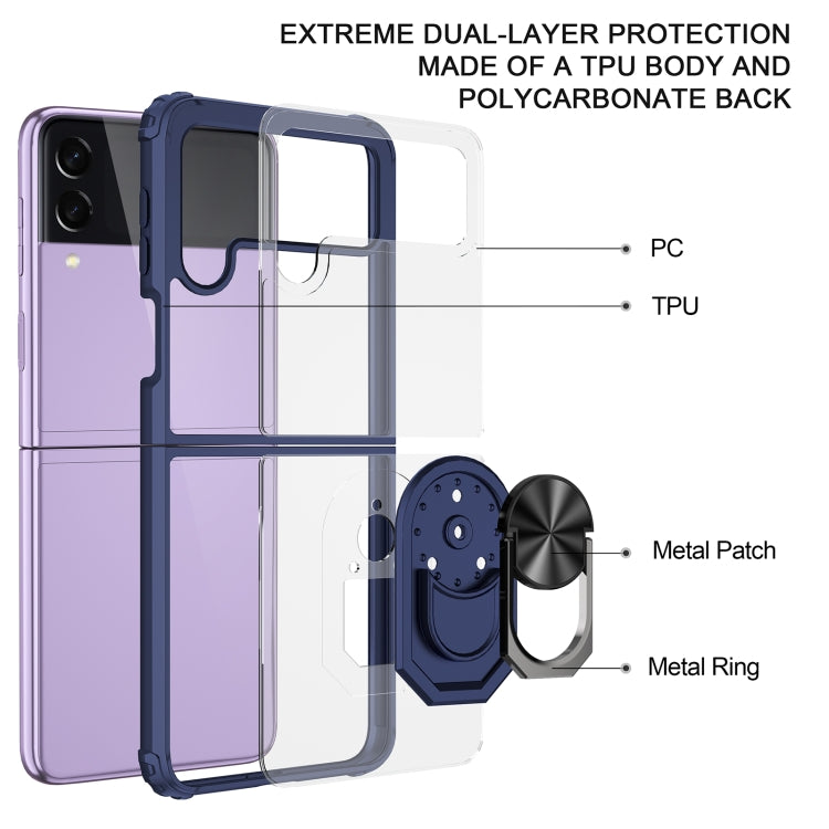 For Samsung Galaxy Z Flip3 5G Shockproof Transparent TPU + Acrylic Protective Case with Ring Holder
