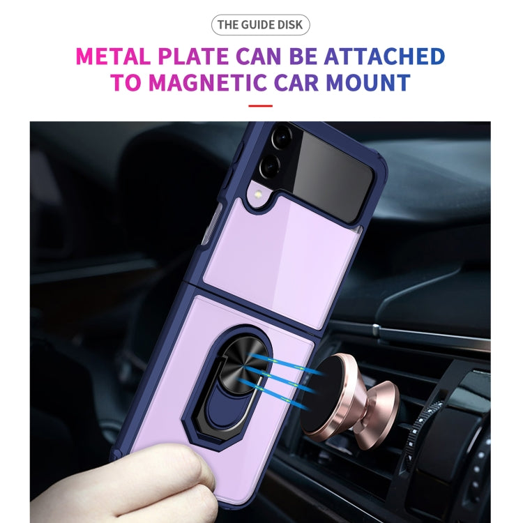 For Samsung Galaxy Z Flip3 5G Shockproof Transparent TPU + Acrylic Protective Case with Ring Holder