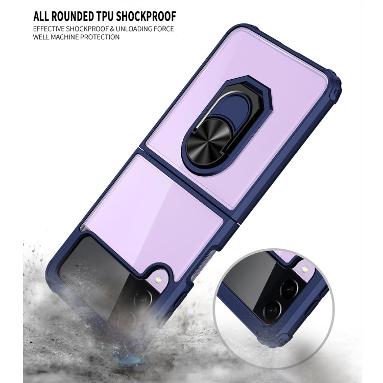 For Samsung Galaxy Z Flip3 5G Shockproof Transparent TPU + Acrylic Protective Case with Ring Holder