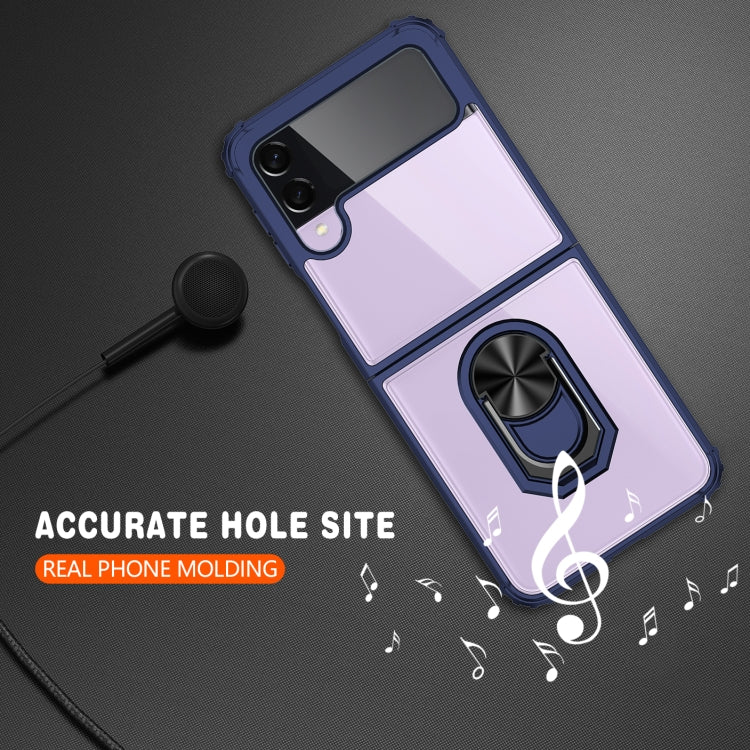 For Samsung Galaxy Z Flip3 5G Shockproof Transparent TPU + Acrylic Protective Case with Ring Holder