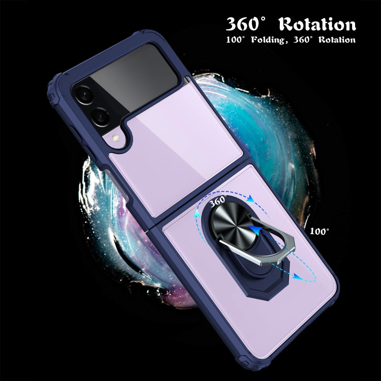 For Samsung Galaxy Z Flip3 5G Shockproof Transparent TPU + Acrylic Protective Case with Ring Holder
