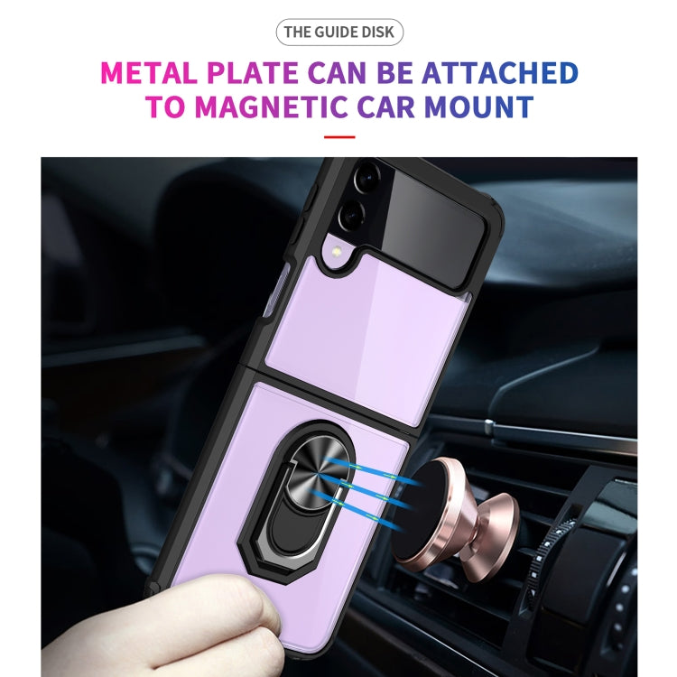 For Samsung Galaxy Z Flip3 5G Shockproof Transparent TPU + Acrylic Protective Case with Ring Holder