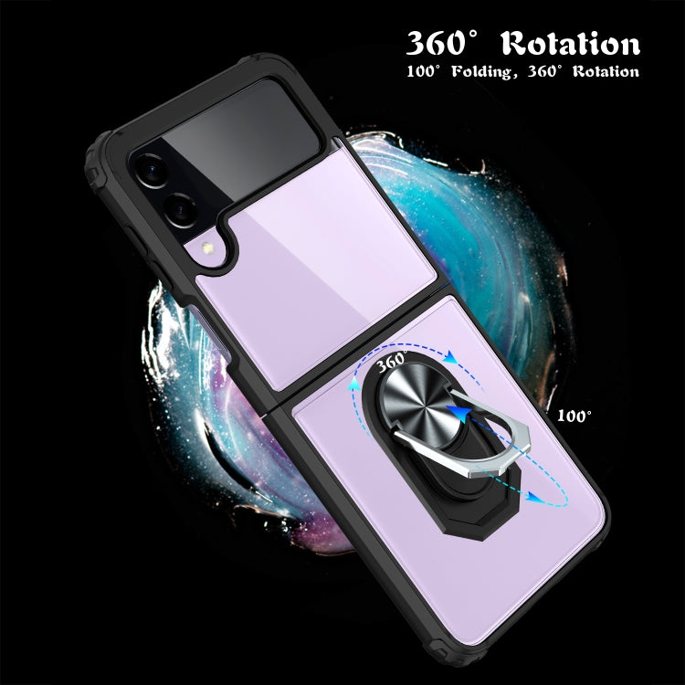 For Samsung Galaxy Z Flip3 5G Shockproof Transparent TPU + Acrylic Protective Case with Ring Holder