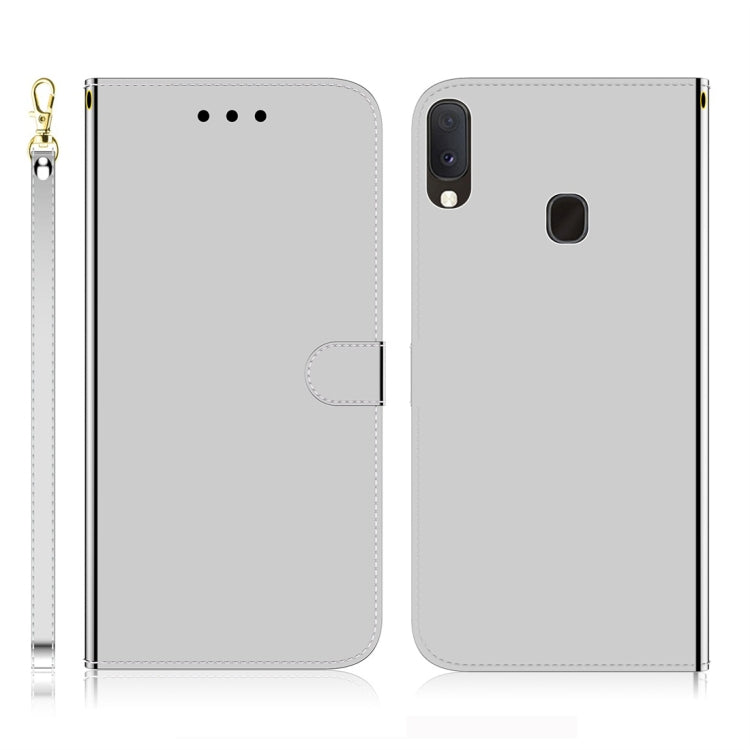 For Galaxy A20e Imitated Mirror Surface Horizontal Flip Leather Case with Holder & Card Slots & Wallet & Lanyard
