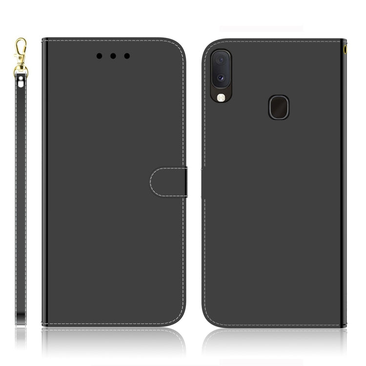 For Galaxy A20e Imitated Mirror Surface Horizontal Flip Leather Case with Holder & Card Slots & Wallet & Lanyard