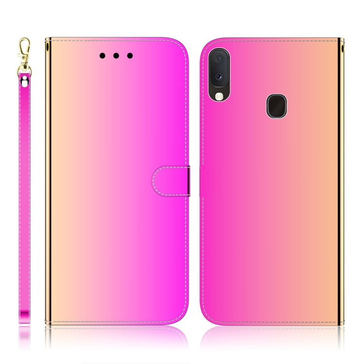 For Galaxy A20e Imitated Mirror Surface Horizontal Flip Leather Case with Holder & Card Slots & Wallet & Lanyard