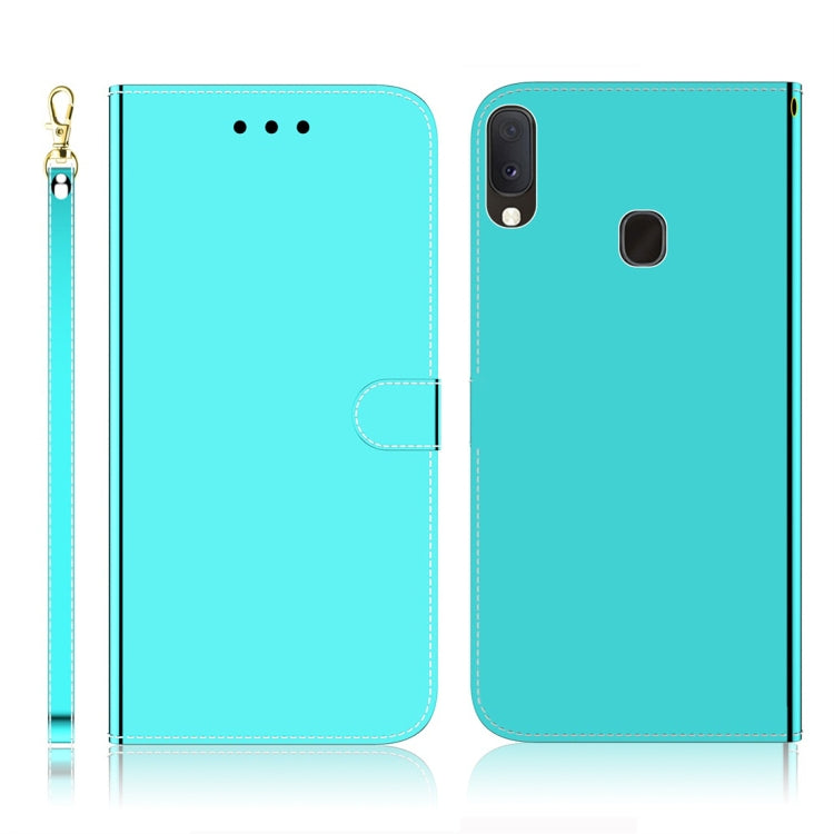 For Galaxy A20e Imitated Mirror Surface Horizontal Flip Leather Case with Holder & Card Slots & Wallet & Lanyard