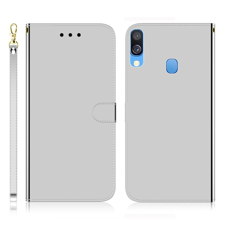 For Galaxy A40 Imitated Mirror Surface Horizontal Flip Leather Case with Holder & Card Slots & Wallet & Lanyard