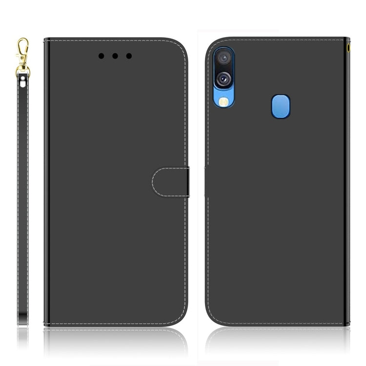 For Galaxy A40 Imitated Mirror Surface Horizontal Flip Leather Case with Holder & Card Slots & Wallet & Lanyard