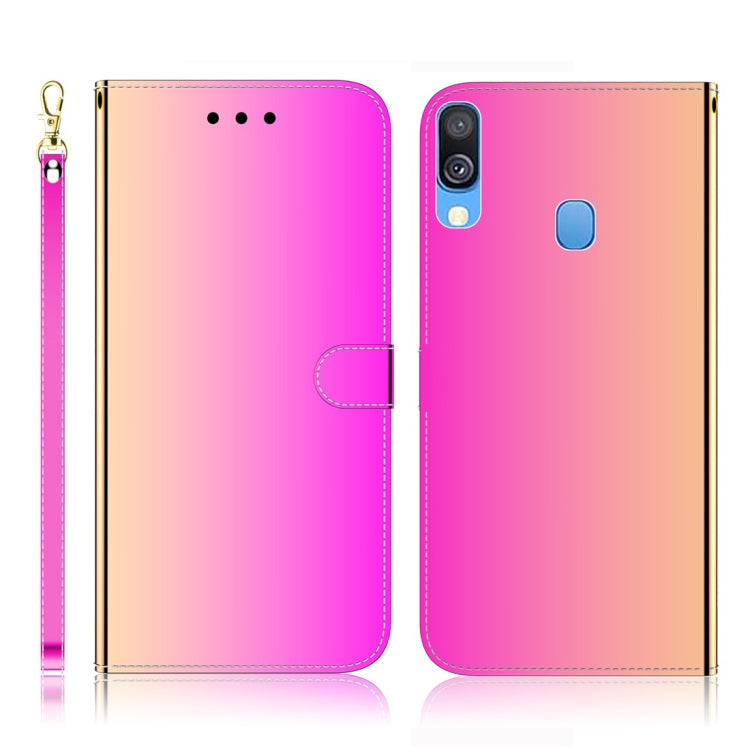For Galaxy A40 Imitated Mirror Surface Horizontal Flip Leather Case with Holder & Card Slots & Wallet & Lanyard