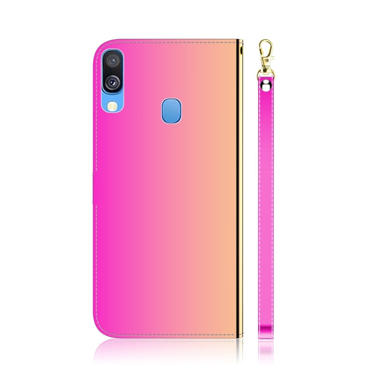 For Galaxy A40 Imitated Mirror Surface Horizontal Flip Leather Case with Holder & Card Slots & Wallet & Lanyard