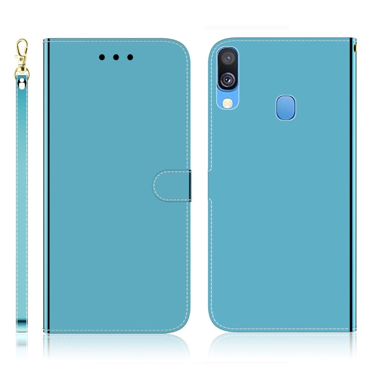 For Galaxy A40 Imitated Mirror Surface Horizontal Flip Leather Case with Holder & Card Slots & Wallet & Lanyard