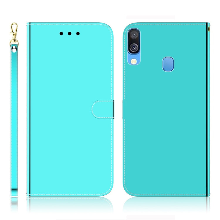 For Galaxy A40 Imitated Mirror Surface Horizontal Flip Leather Case with Holder & Card Slots & Wallet & Lanyard