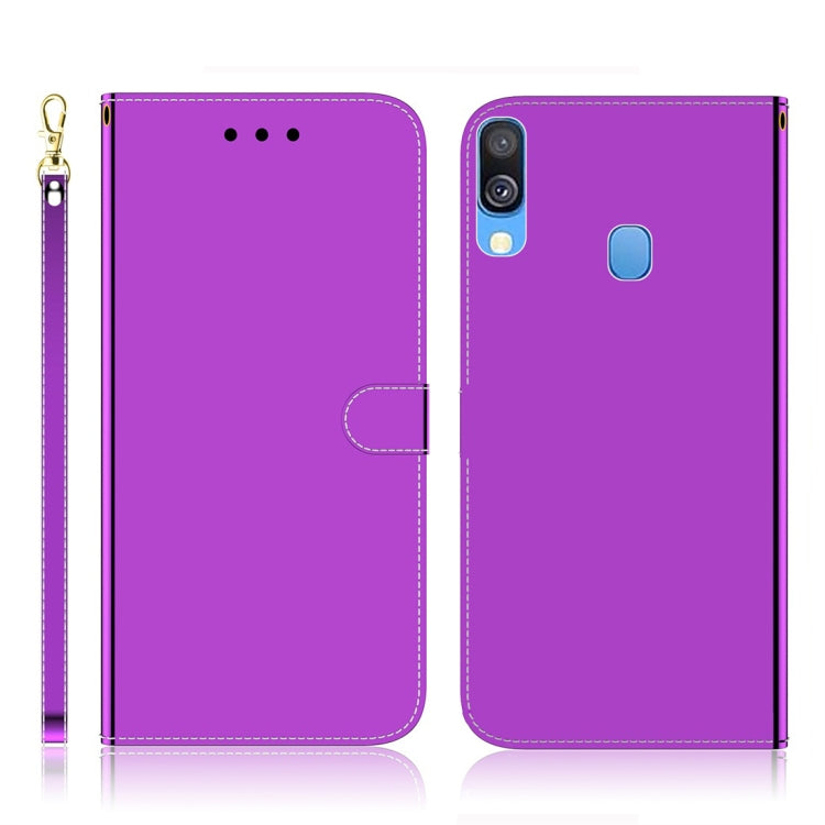 For Galaxy A40 Imitated Mirror Surface Horizontal Flip Leather Case with Holder & Card Slots & Wallet & Lanyard
