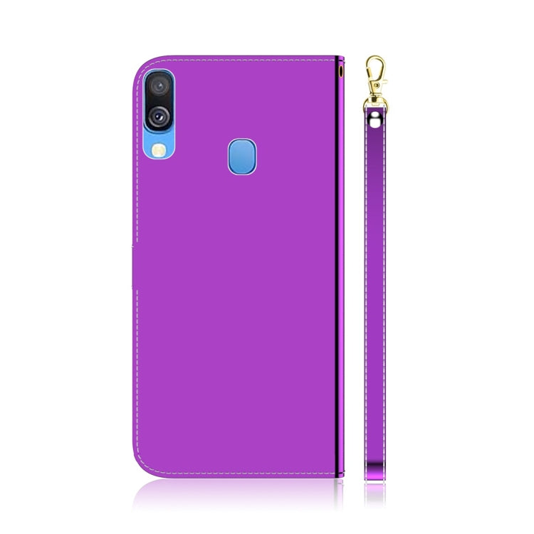 For Galaxy A40 Imitated Mirror Surface Horizontal Flip Leather Case with Holder & Card Slots & Wallet & Lanyard