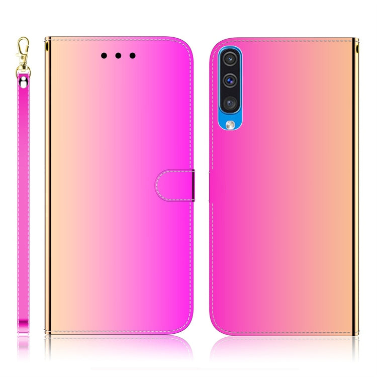 For Galaxy A50 Imitated Mirror Surface Horizontal Flip Leather Case with Holder & Card Slots & Wallet & Lanyard