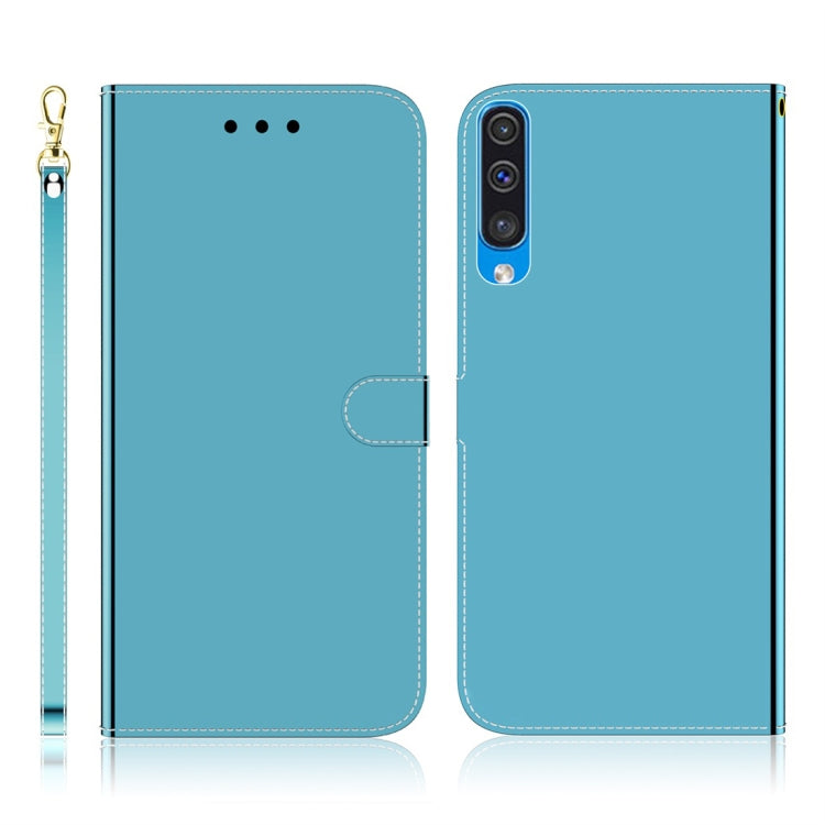 For Galaxy A50 Imitated Mirror Surface Horizontal Flip Leather Case with Holder & Card Slots & Wallet & Lanyard