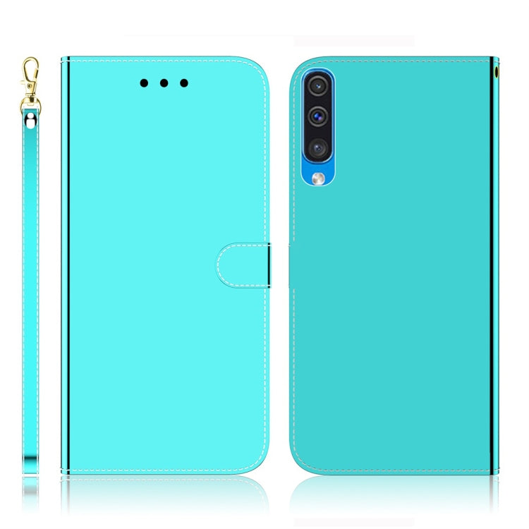 For Galaxy A50 Imitated Mirror Surface Horizontal Flip Leather Case with Holder & Card Slots & Wallet & Lanyard