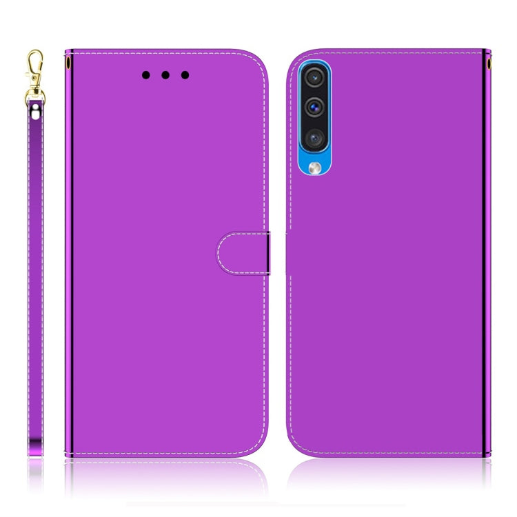 For Galaxy A50 Imitated Mirror Surface Horizontal Flip Leather Case with Holder & Card Slots & Wallet & Lanyard