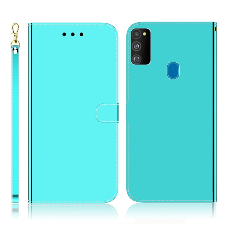 For Galaxy M30s Imitated Mirror Surface Horizontal Flip Leather Case with Holder & Card Slots & Wallet & Lanyard