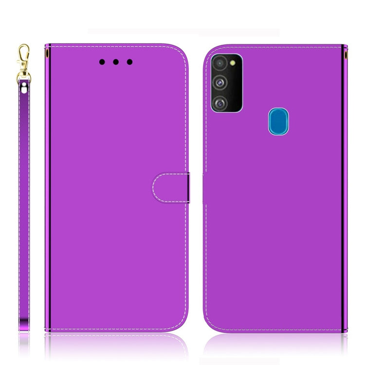 For Galaxy M30s Imitated Mirror Surface Horizontal Flip Leather Case with Holder & Card Slots & Wallet & Lanyard