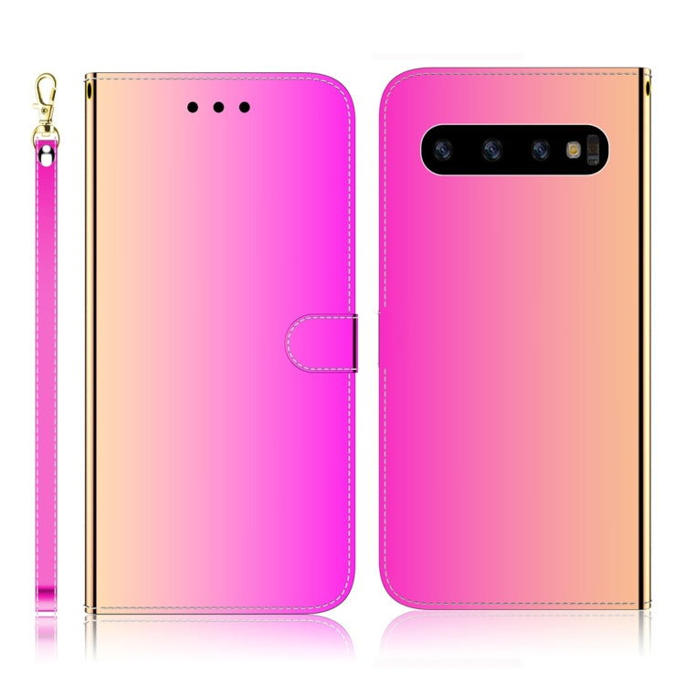For Galaxy S10 Imitated Mirror Surface Horizontal Flip Leather Case with Holder & Card Slots & Wallet & Lanyard