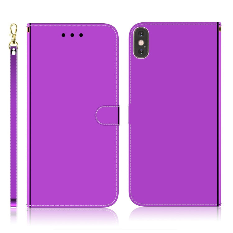 For iPhone XS Max Imitated Mirror Surface Horizontal Flip Leather Case with Holder & Card Slots & Wallet & Lanyard