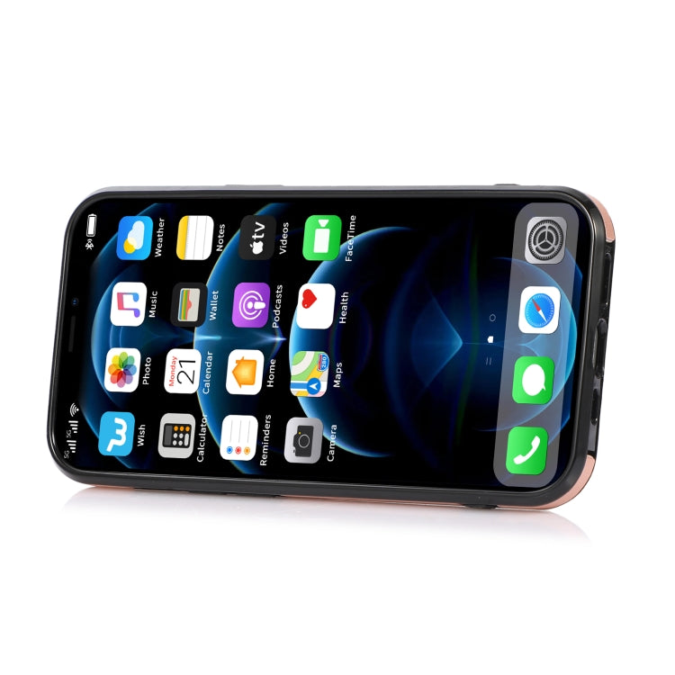For iPhone 13 Fashion Buckle Protective Case with Holder & Card Slot & Wallet & Lanyard