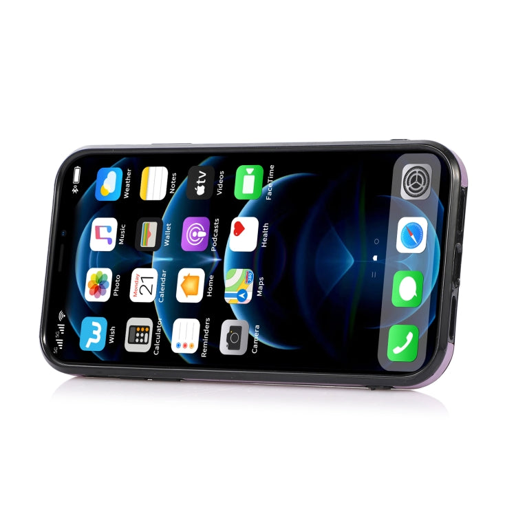 For iPhone 13 Fashion Buckle Protective Case with Holder & Card Slot & Wallet & Lanyard