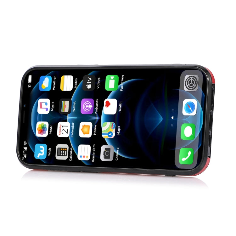 For iPhone 13 mini Fashion Buckle Protective Case with Holder & Card Slot & Wallet & Lanyard