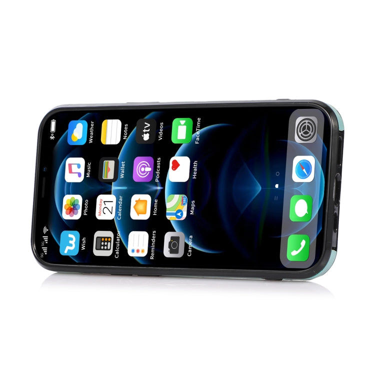 For iPhone 13 mini Fashion Buckle Protective Case with Holder & Card Slot & Wallet & Lanyard