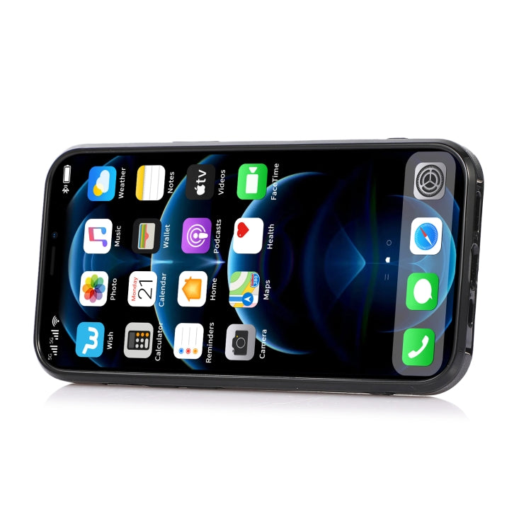 For iPhone 13 mini Fashion Buckle Protective Case with Holder & Card Slot & Wallet & Lanyard