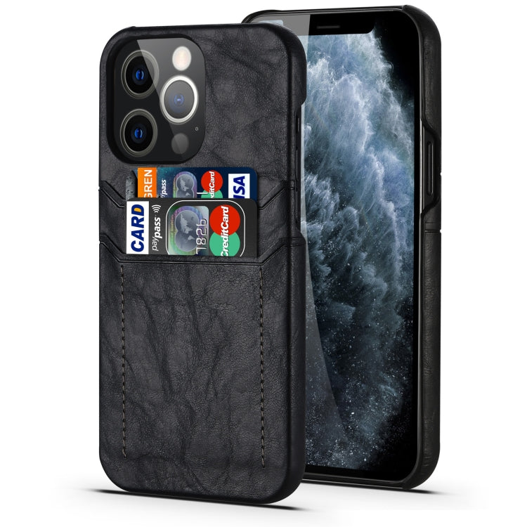 For iPhone 13 Calf Texture PU + PC Protective Case with Card Slots