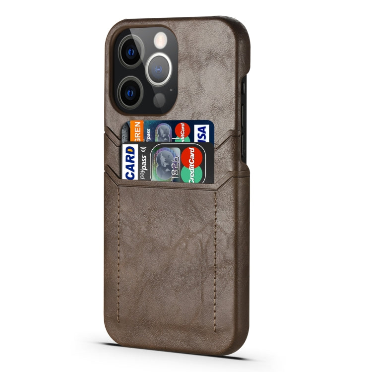 For iPhone 13 Calf Texture PU + PC Protective Case with Card Slots